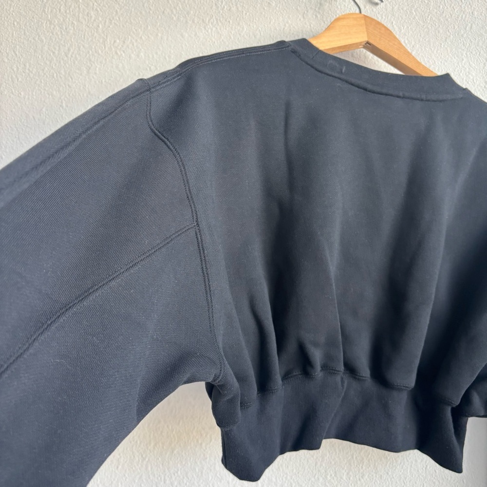 NWT Air Jordan Womens Flight Fleece Crop Sweatshirt Black Logo Pullover Hoodie M - Picture 12 of 13
